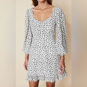 Faithfull the Brand Calla Mini Dress  - Revolve  - Floral Long Sleeve